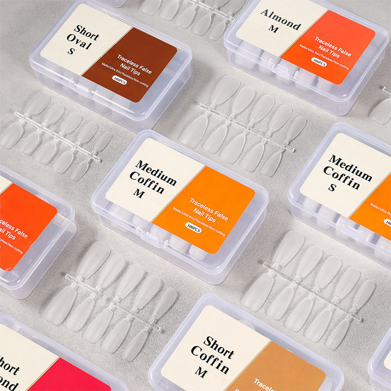 Cross-Border New Ultra-Thin Traceless Manicure Nails, Highly Transparent Frosted, No Engraving, Wearable Nail Pieces Boxed Wholesale