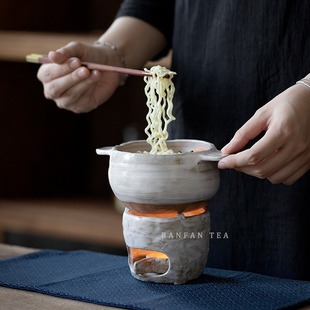 Noodle Pot Small Cooking Pot Mini Vintage Heating Dry Pot Portable Fire Alcohol Stove with Candle Base Set