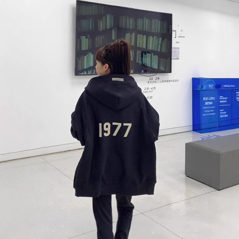 Fog Multi-Thread Fleece-Lined Essentials Trendy Brand Hooded Zipper Sweatshirt High Street Loose American Men's Jacket Hoodie