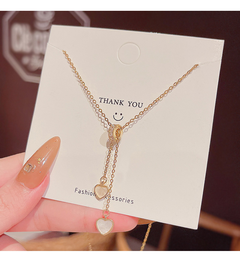 8g Weight Necklace Classification Titanium Steel Material Gold Color Fashion Heart-shaped Pendant Titanium Steel Necklace Female 无