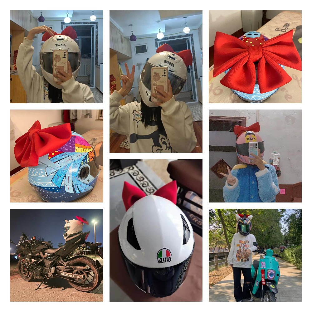 Cross-Border Best-Selling Helmet with Bow Decoration, Same Helmet with Bow as Worn by the Electric Motorcycle Girl from Dream School