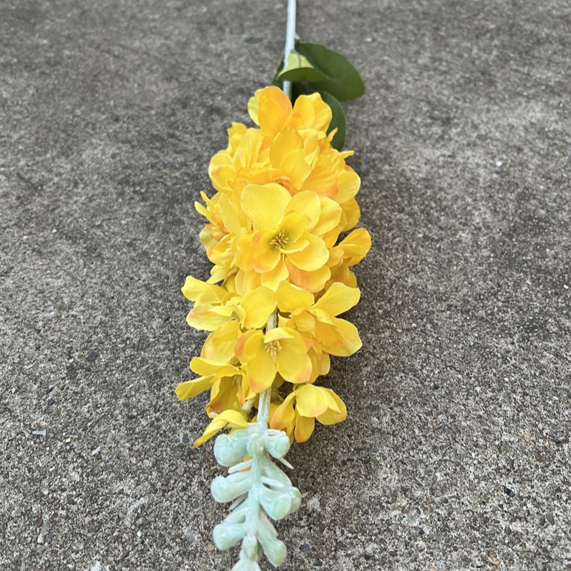 Nueva fábrica de flores artificiales de la boda amarillo leche amarillo limón amarillo fresco al aire libre Salón de la boda decoración flor falsa al por mayor