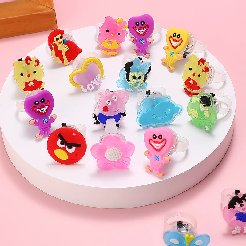 Flashing Ring Toy, soft rubber LED flash, diameter 2.5 cm, mixed cartoon/holiday styles