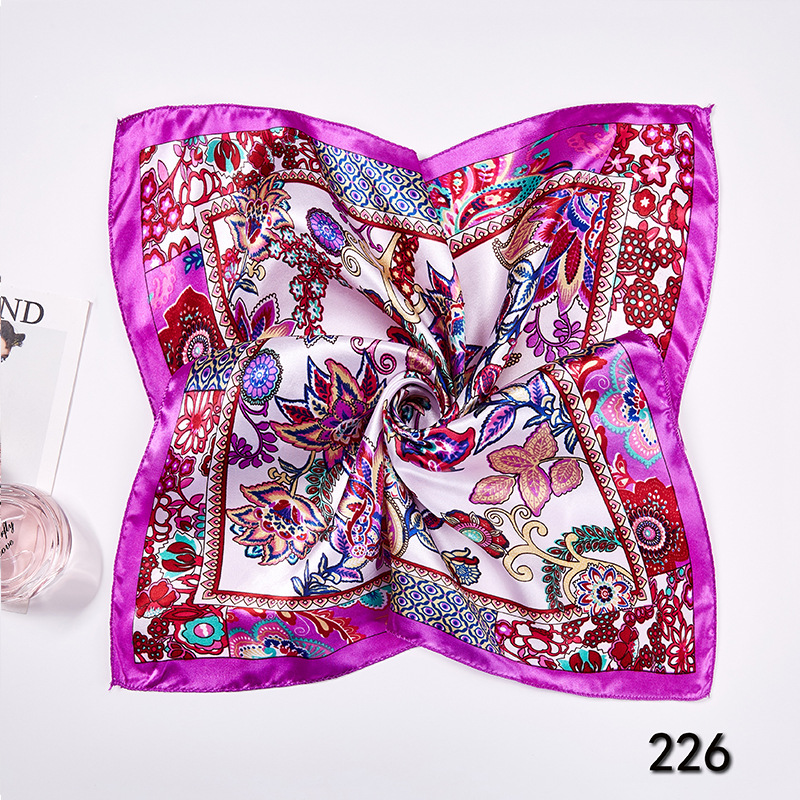 35g Weight Silk Scarf Classification Office, Daily Occasion Satin Cloth Material Star, Flower Pattern Spring&Summer Season Women's Gender Printing Design Elegant Style Women's Elegant Star Flower Satin Cloth Printing Silk Scarf 22