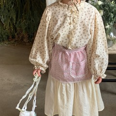 童襯衫2024春季新款韓版女童木耳花邊襯衫兒童法式碎花娃娃衫上衣