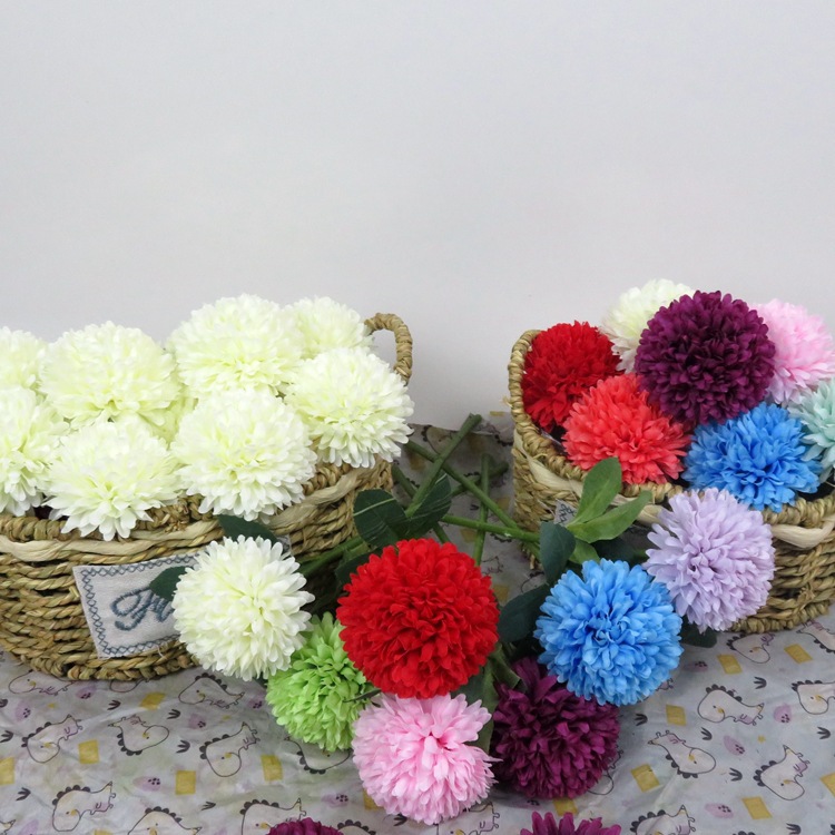 Pantalla fotográfica simulación bola pequeña cabeza de crisantemo colocación en casa ping pong crisantemo flor falsa decoración de auditorio de bodas accesorios de fotografía flor falsa