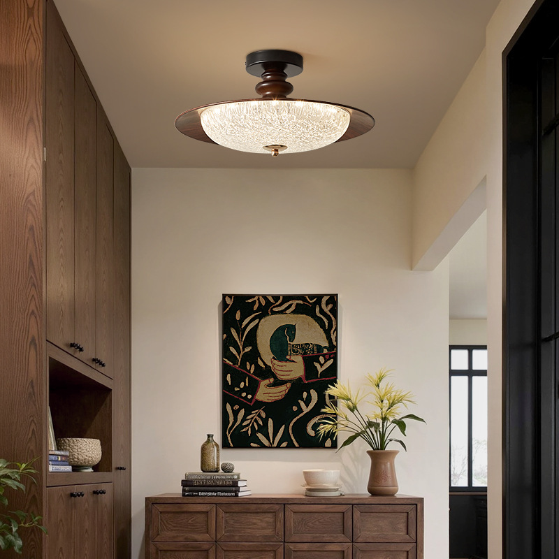 Lámpara de entrada de pasillo de espectro completo, estilo antiguo avanzado, lámpara de dormitorio francés, pasillo, balcón, techo retro