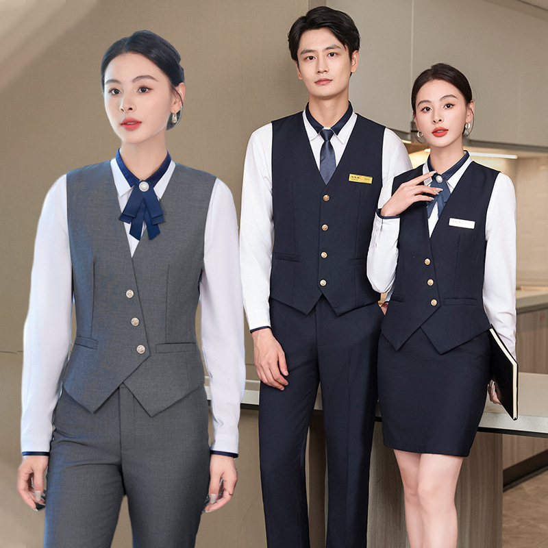 Men's and Women's Professional Vest suit Bar KTV Waiters Work Clothes Internet Cafe Chess and Card Club Front Desk Tooling Grey