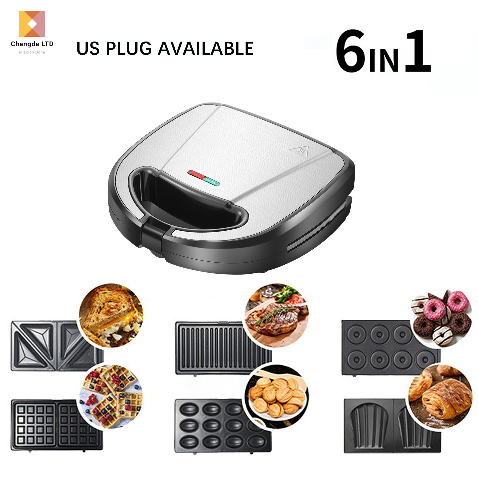 Los hogares europeos y estadounidenses pueden cambiar el interior de la máquina de rosquillas seis en uno máquina de rosquillas máquina de sándwiches máquina de galletas de pan máquina de desayuno
