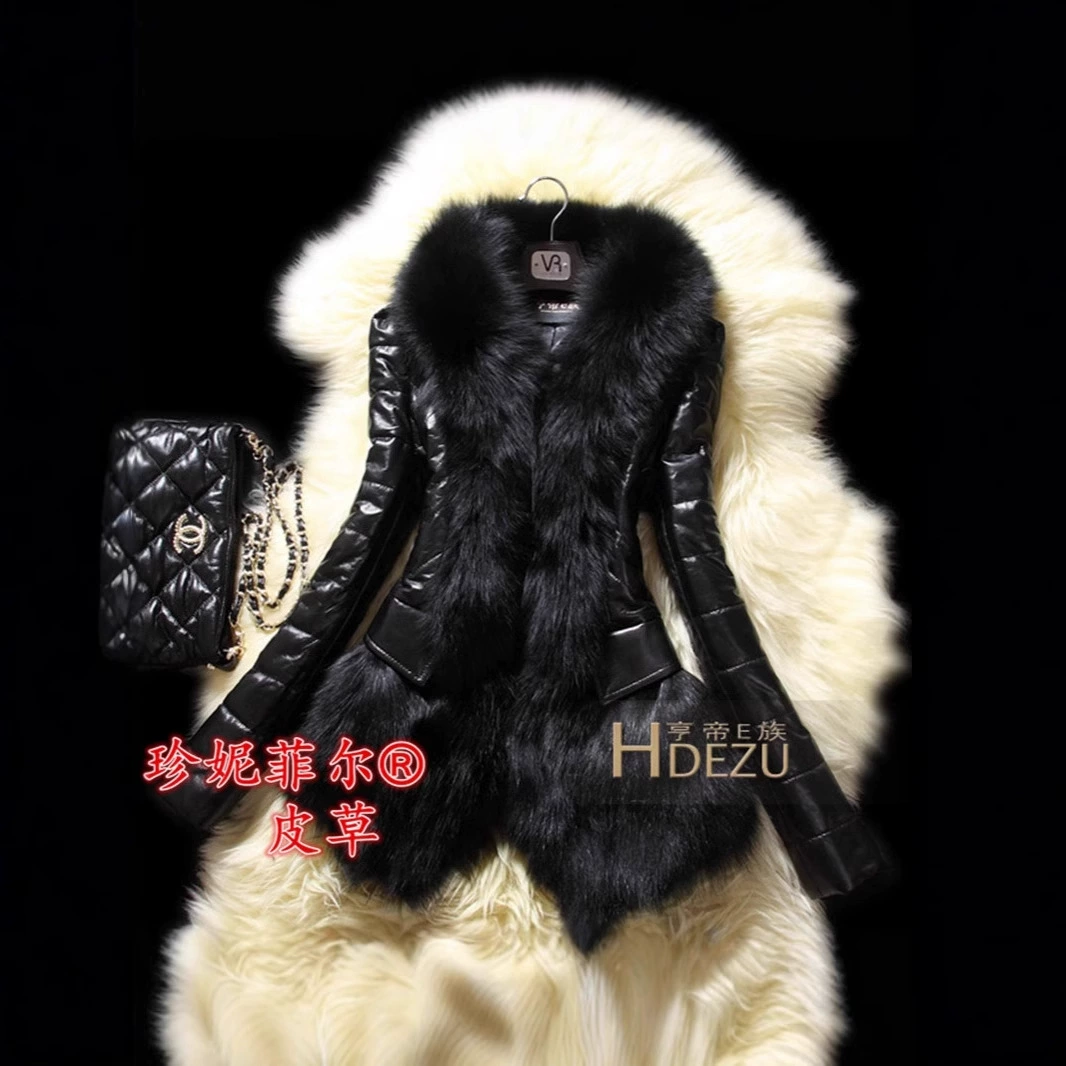 Трансграничные европейские и американские пуховые кожаные пуховые хлопчатобумажные женские лисички меховые пальто все в одном 2025 новые осенние и зимние модели среднего возраста
