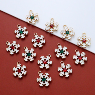 Christmas Alloy Jewelry Accessories DIY Cross-Border Snowflake Diamond Pendant Oil Dripping Jewelry Bracelet Necklace Pendant