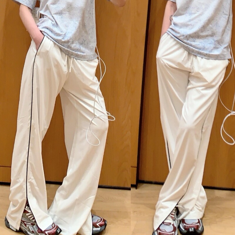 Women's Summer Thin Wide-Leg Pants, Sporty Loose Fit, Lazy Style, Drapey and High-End Feel, Outdoor Wear