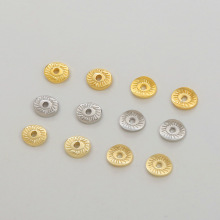 铜镀保色真金条纹眼睛隔片弧形车花中孔圆片DIY饰品18K铜垫片隔珠