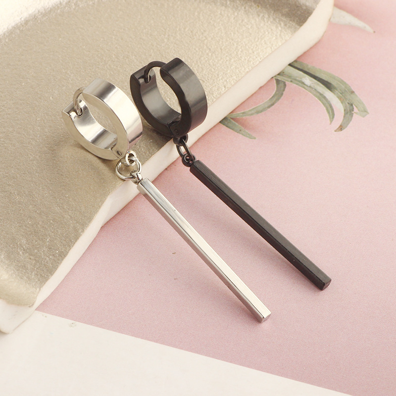 Distinctive Pointed Tapered Titanium Steel Earrings Men's Harajuku Retro Simple Circle Earrings Trendy Hip-Hop Ear Clip Women detail image 15