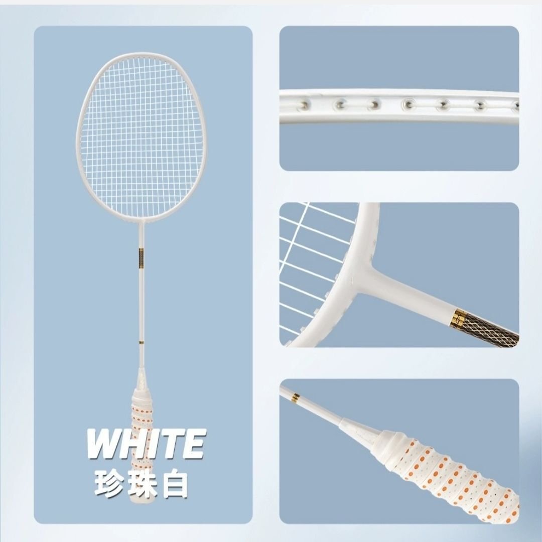 Raqueta de bádminton de carbono completo 4U conjunto de raqueta simple y doble durable entrenamiento de raqueta negra pequeña fábrica de comercio ofensivo adulto