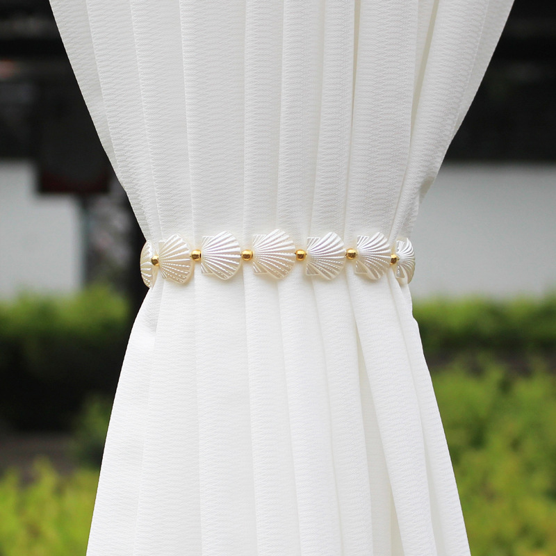 Magnetic Curtain Tiebacks Decorative Shell Style No Drill_voghion.com