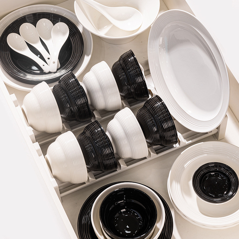 Dinnerware Set for Home Use, 2024 New Model, Underglaze Color, Simple Design, Housewarming Gift Box, White Porcelain, Light Luxury