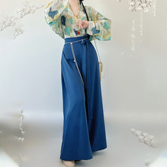 漢青月オリジナル漢服女【募集中】唐製丸首子飛行機袖八破スカート日常春夏モデル