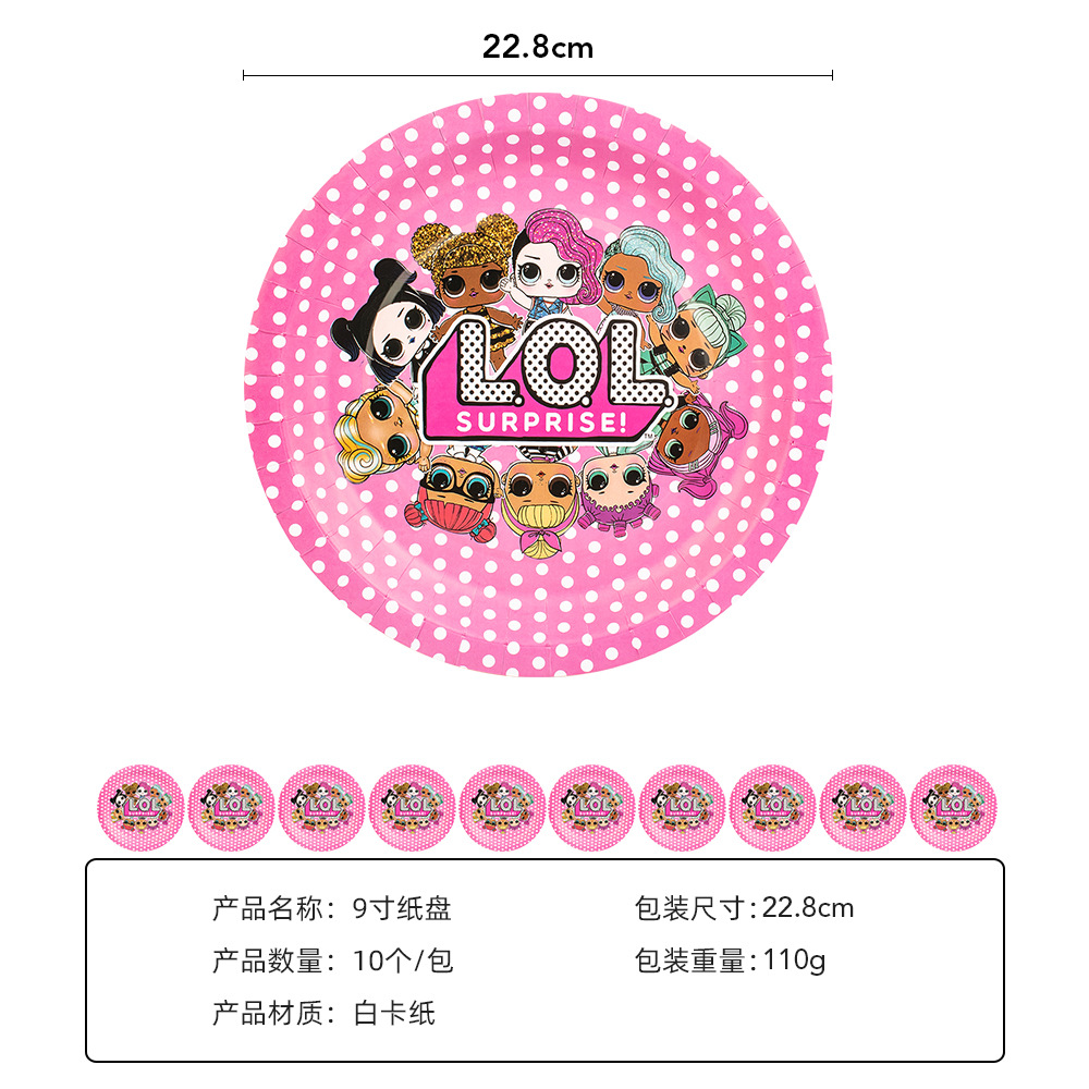 La fiesta de cumpleaños del bebé sorpresa transfronteriza suministra el traje temático de los niños arreglo decorativo taza de papel plato de papel mantel