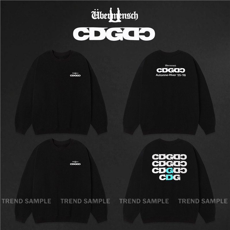 Gd G-Dragon Collaboration Cdg Merchandise Same Style Hoodless Crewneck Thick Cotton T-Shirt Unisex Korean Style Loose Printed Long-Sleeve Top