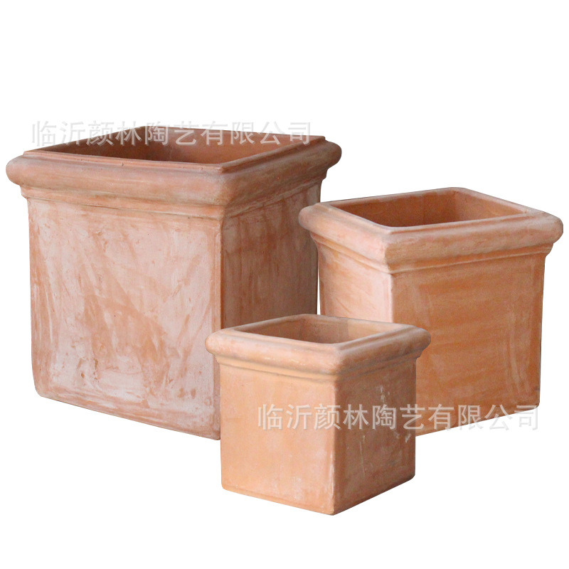 Cerámica roja de maceta cuadrada para hacer viejas macetas de cerámica gruesa maceta cuadrada gran jardín de árboles de plantación de viento maceta paisajismo cerámica de jardinería