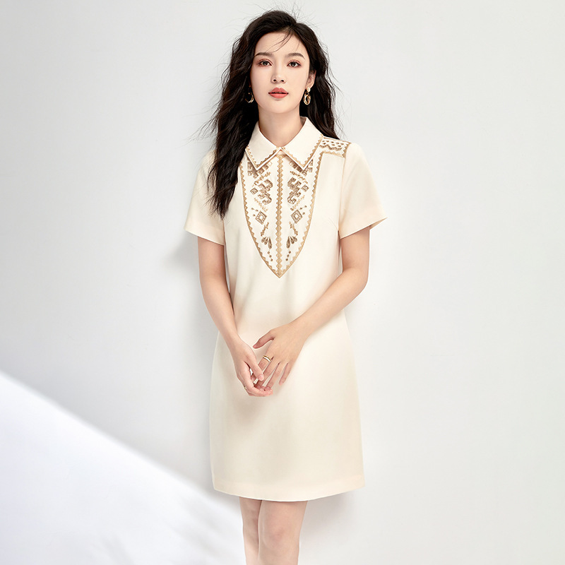 Đầm suông nữ midi mùa hè tay ngắn — 2415306 - Đen chi tiết 8