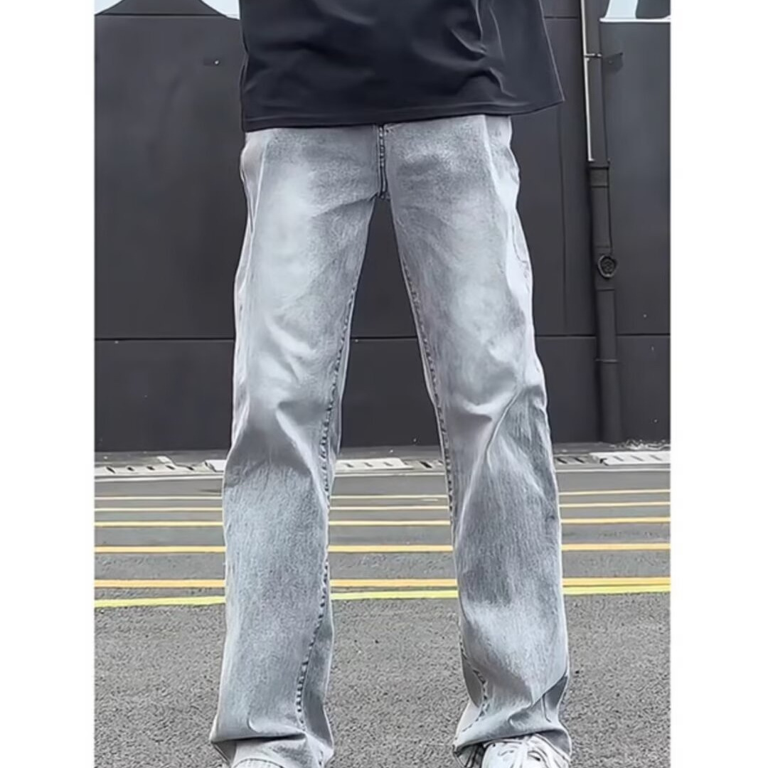 Estilo caliente estilo vibe casual cleanfit micro-cuerno pantalones vaqueros pequeños rectos de la calle alta de color sólido para hombres y mujeres