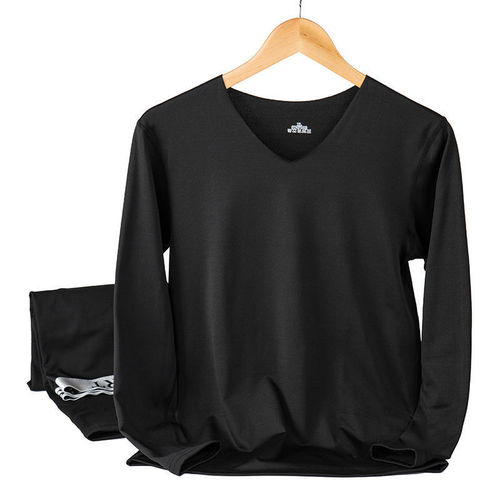 Men's thermal underwear men's velvet thickened quick-heat bottoming German velvet autumn clothes and long trousers suit V round neck winter live broadcast