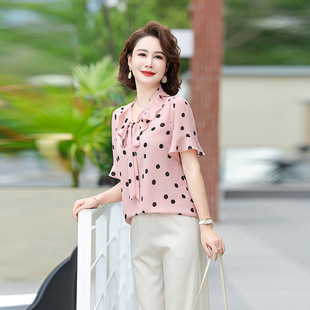 Mother's 2025 Shirt Spring and Autumn New Middle-aged Women's Loose Top Old People's Printed Shirt Fashion