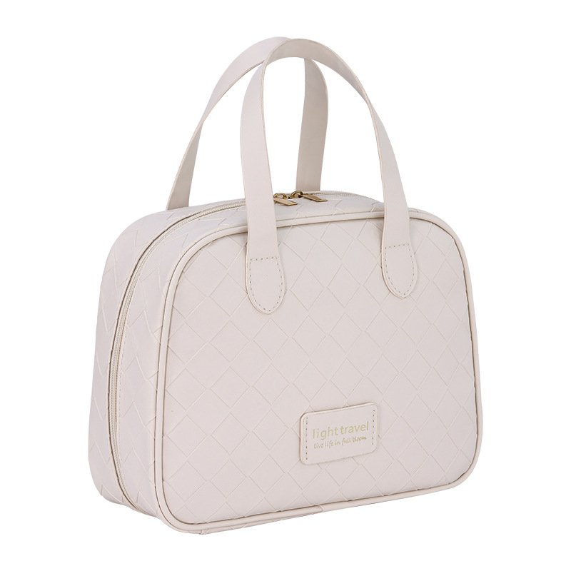 Bolsa de lavado de sensación avanzada de media curva de luna de rejilla tejida nuevo almacenamiento de partición impermeable de cosméticos tagi portátil de gran capacidad