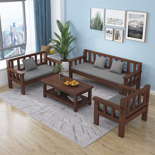 Solid Wood Sofa Bench Home Nordic Fabric Casual Backrest Chair Rental Room Small Apartment Double Three-Person Bench