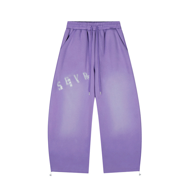 American-Style Trendy Brand Gradient Blurred Letter Print Curved Sweatpants Unisex High Street Retro Loose Wide-Leg Floor-Length Pants