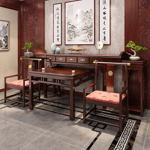 Solid Wood Offering Table, New Chinese Style, All Solid Wood, Six-Piece Set for Rural Altars, God of Wealth Table, Eight Immortals Table, Bench, Shrine