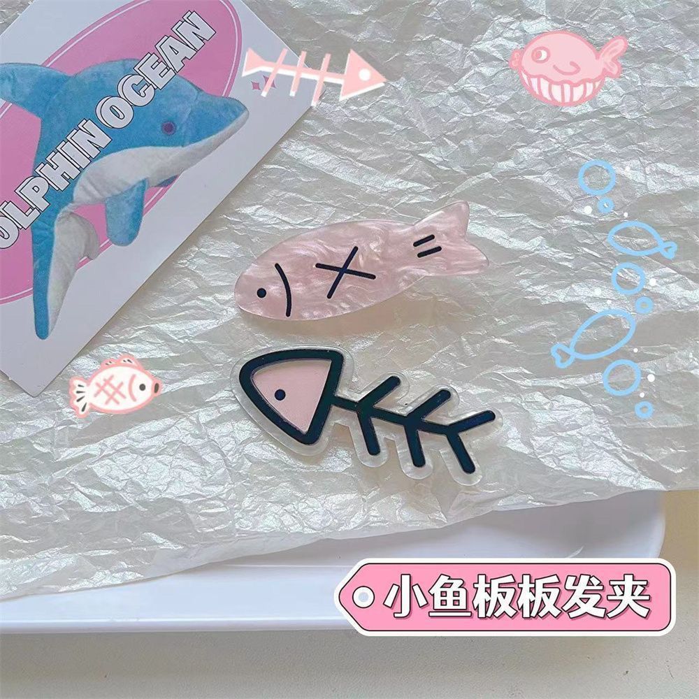 創意小魚髮夾ins魚骨頭髮卡通搞怪小眾劉海夾甜酷辣妹風學生頭飾