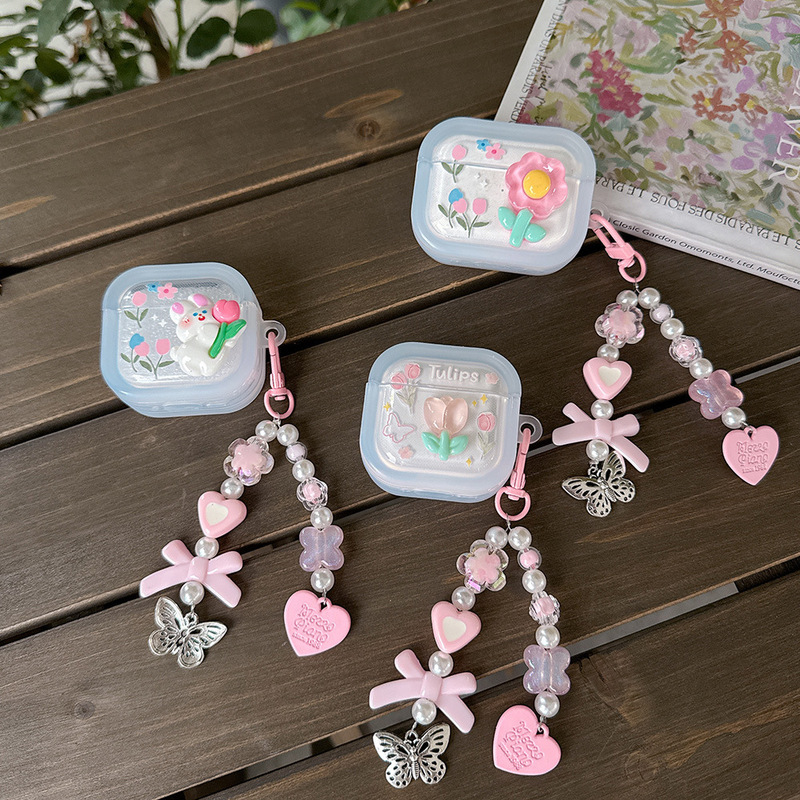 立体花朵兔子 适用苹果蓝牙airpods pro保护套airpods4代耳机壳|undefined