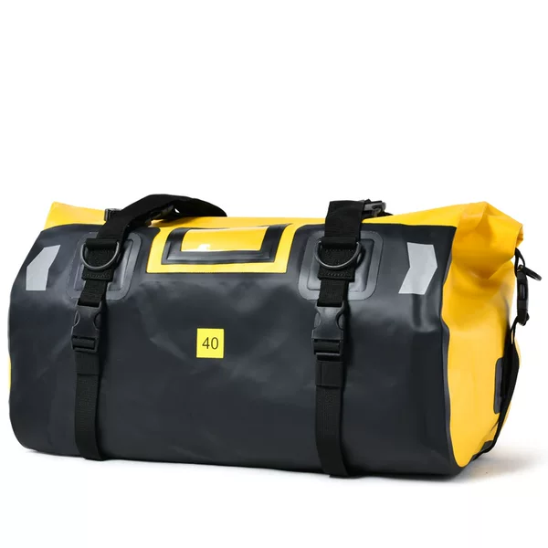 Modified strap pvc yellow night reflective horizontal bag outdoor camping riding pack waterproof motorcycle tail bag