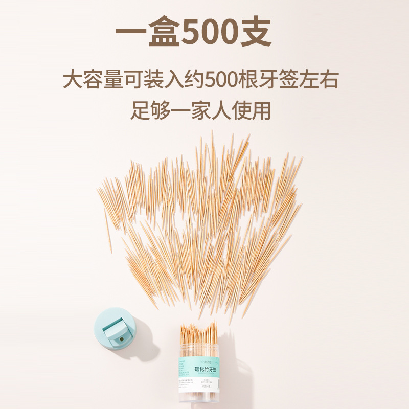 Bulk Disposable Two-Head Toothpick Bottle with Flip Lid, Restaurant & Hotel Bottle Packaging Bamboo Toothpicks, Individually Wrapped, 500 Count