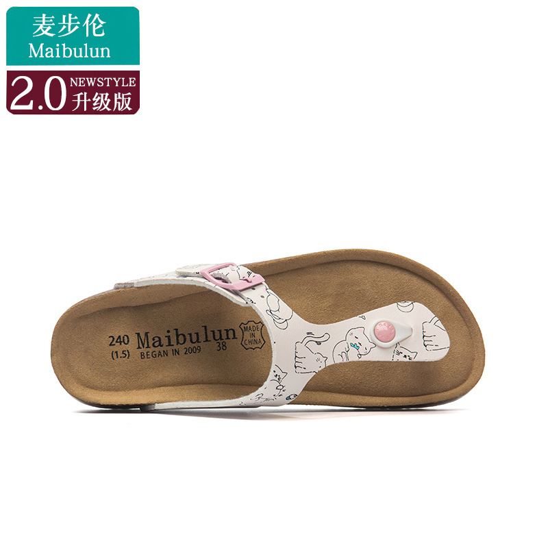 Maibu Lemberken Flat Cork Slippers for Men and Women Couple Beach Home Outdoor Clip Flip-Flops Bocken Shoes for Summer