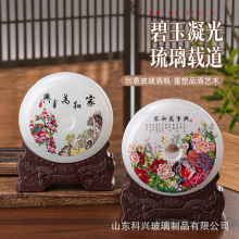质感工艺玻璃瓶防玉平安扣印花吉祥款家居摆件加工批发玻璃异型瓶