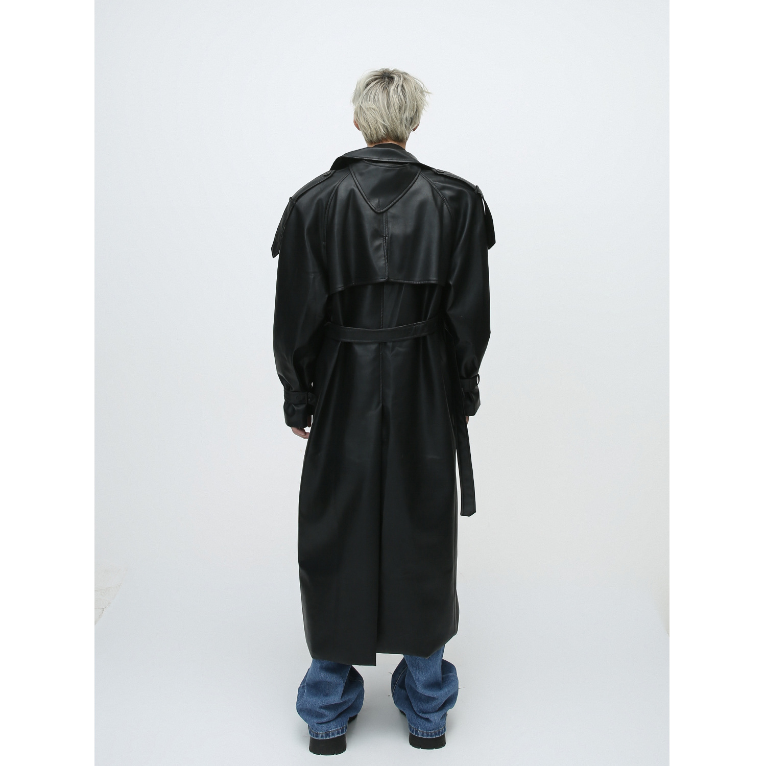 Mtlclothes ropa de Hombre | 2023 otoño e invierno nuevo vintage costura deconstrucción diseño largo trench coat cuero para hombres