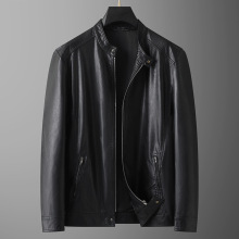 胖佬2024年秋冬季新款男士加肥加大码立领PU皮衣男外套一件代发