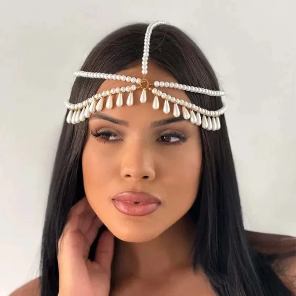 Cross-border New Pearl Headwear Princess Style High-end Tassel Simple Boissimi Style Fashion Headwear Headwear