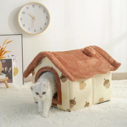 Cat House Dog House House Shape All Seasons Universal Small Dog Teddy Winter Warmth Dog Bed Washable Pet Supplies