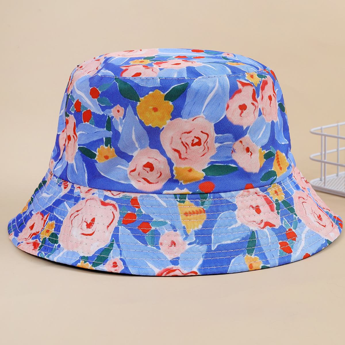 Nuevo patrón de flor impreso pescador sombrero de dibujos animados sombrero casual al aire libre viaje sol sombrero fresco todo partido sol sombrero