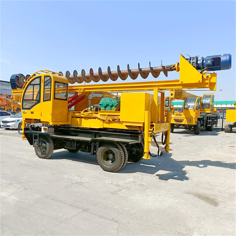 厂家供应轮式地基打桩机6米多功能螺旋杆 液压轮式螺旋地基打桩机