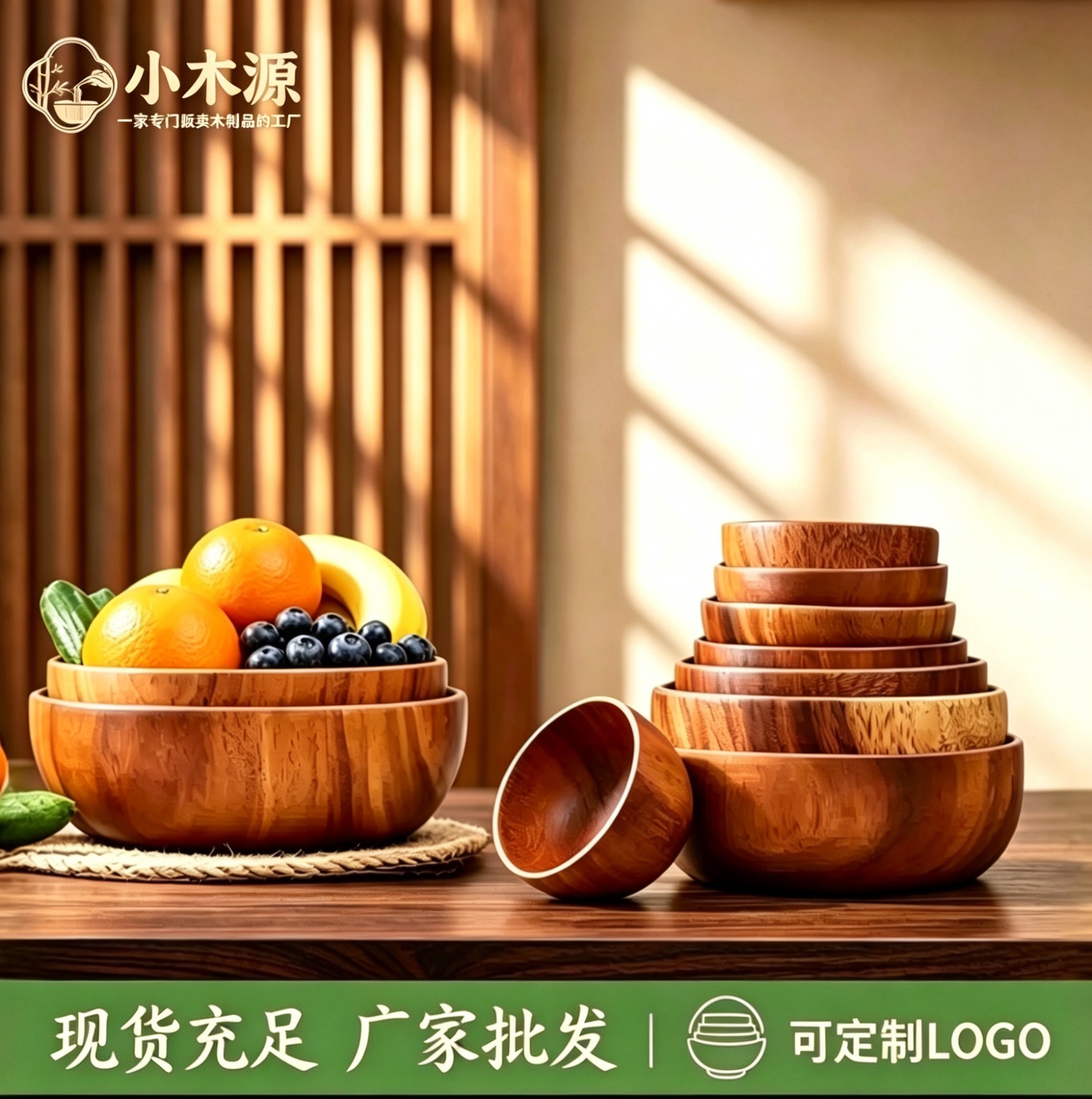 Acacia Wood Fruit Plate Hotel Restaurant Salad Bowl Snack Wooden Bowl...