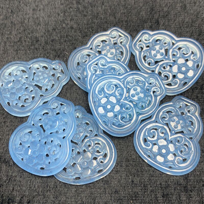 Aquamarine blue hollow gourd wholesale diy jade jewelry jade accessories earrings pendant earrings loose pieces