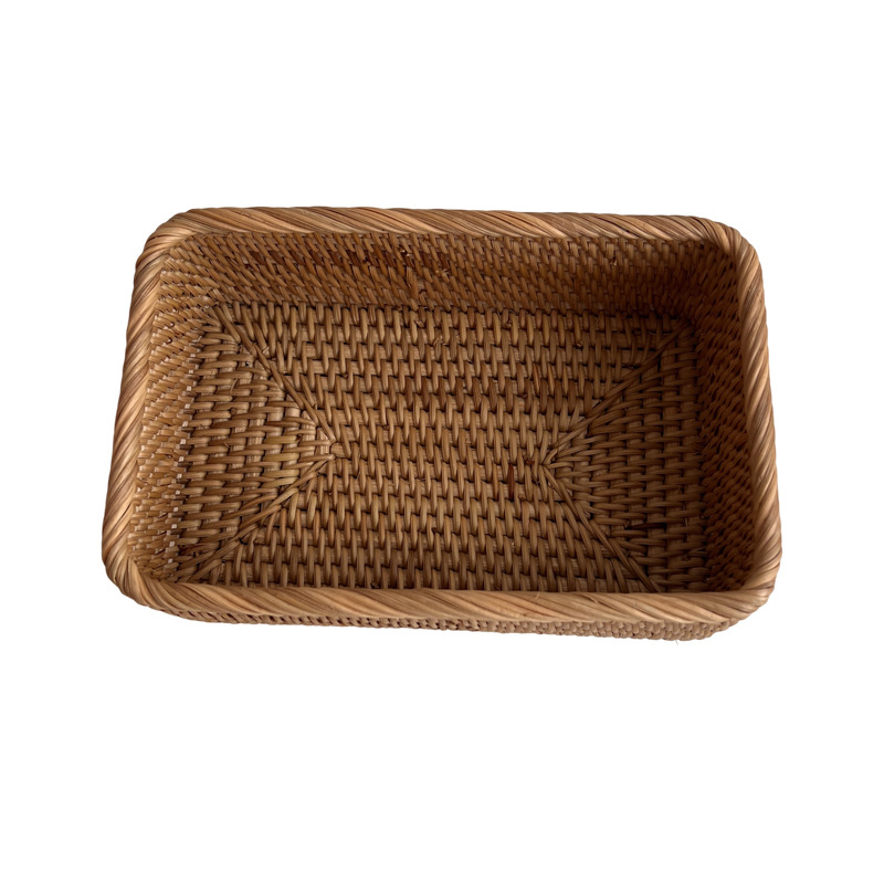 Ins cesta de almacenamiento de ratán retro mesa de escritorio mesa de centro cesta de almacenamiento de artículos diversos cesta de almacenamiento de acabado cosmético cesta de bambú