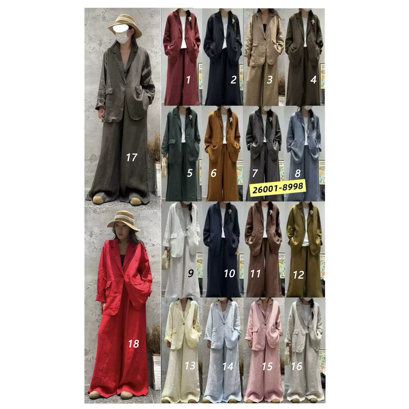 Hua She Korean-style solid color blazer with a loose, vintage-style collar + straight-leg pants, 2026 new casual outerwear set Hua She Korean-style solid color blazer with a loose, vintage-style collar + straight-leg pants, 2026 new casual outerwear set