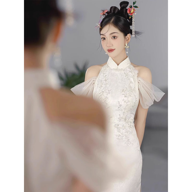 New Chinese-Style Morning Gown for Women, Homecoming Outfit, Bride's Engagement Dress, Banquet Light Luxury Niche Modified Cheongsam Banquet Dress